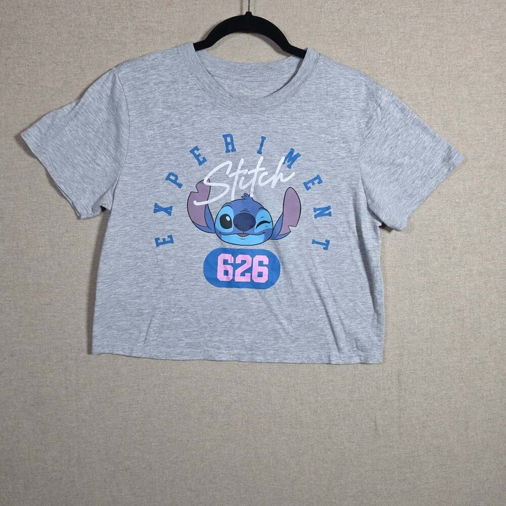 Disney Lilo & Stitch Crop Top Womans m Oversized Cropped Tee gray casual